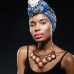 Close-up portrait of a young african fashion woman